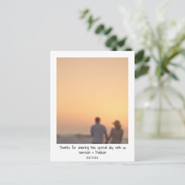 Postal Fotos instantáneas retro nombre boda personalizada (Anverso de pie)