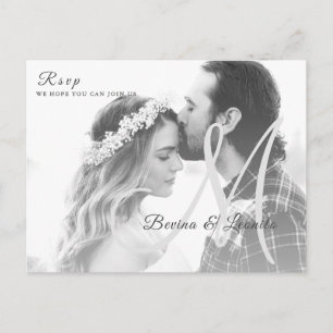 Postal Fotos Personalizadas Boda Sencillo Elegante Letra