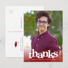 Postal Fotos rojas graduación tipografía audaz gracias