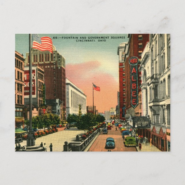 Postal Fountain Square, Cincinnati, Ohio Vintage (Anverso)