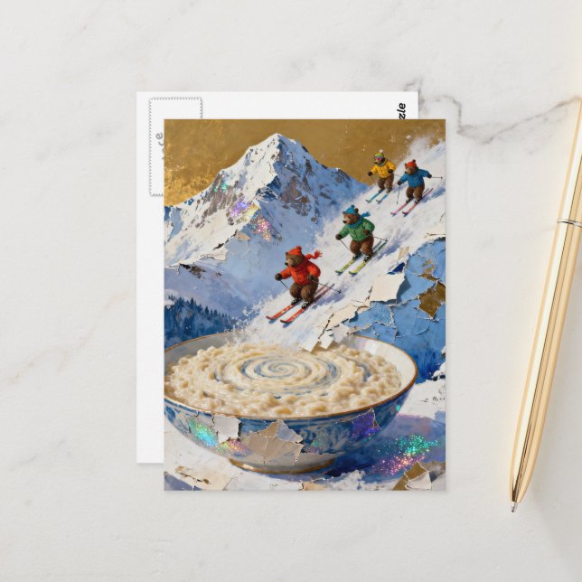 Postal four bears ski down mountain to bowl of porridge  (Anverso/Reverso In Situ)