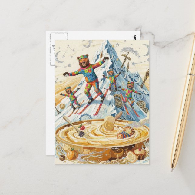 Postal four bears ski to a bowl of porridge  (Anverso/Reverso In Situ)