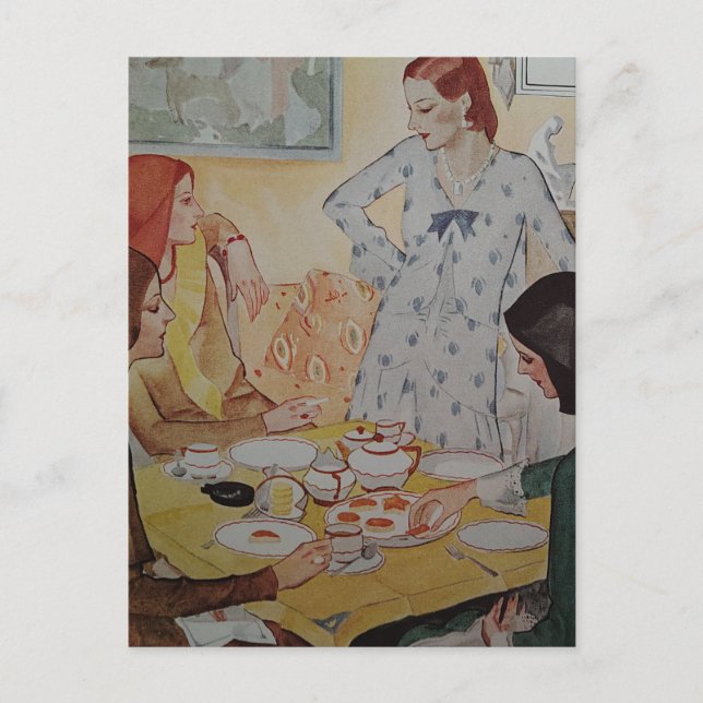 Postal Four Women with a cheese treat in 1930  (Anverso)