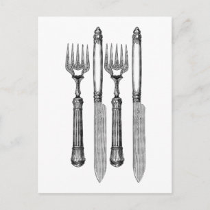 Postal Fourchette et couteau Vintage