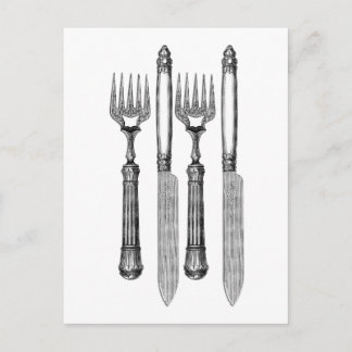 Postal Fourchette et couteau Vintage
