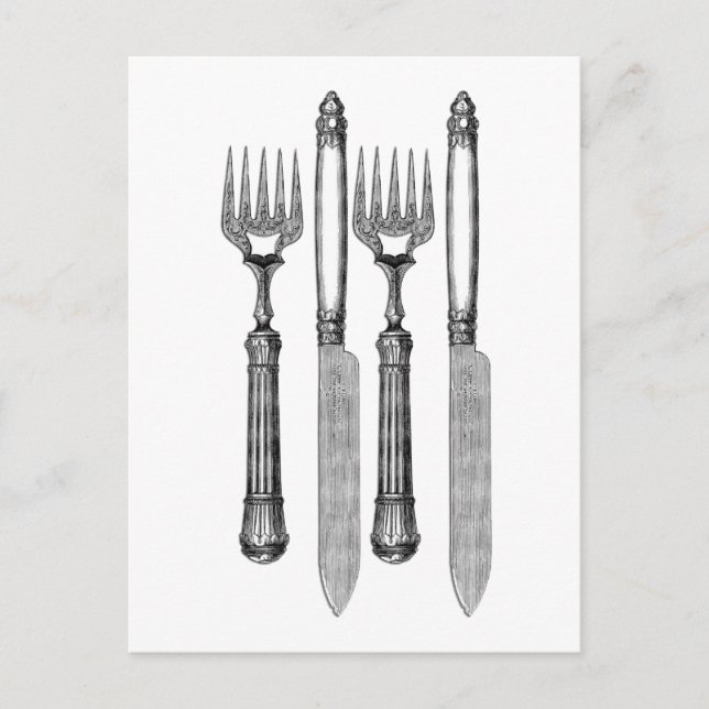 Postal Fourchette et couteau Vintage (Anverso)