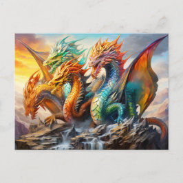 Postal Fourfold Fury – Chinese Airbrush Dragon with Multi
