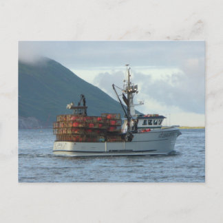 Postal Fox ártica, bote de cangrejo en puerto holandés, A