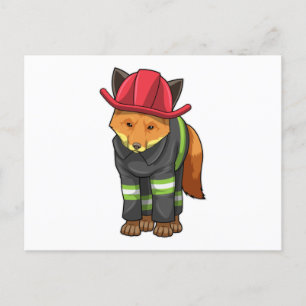 Postal Fox como bombero con casco