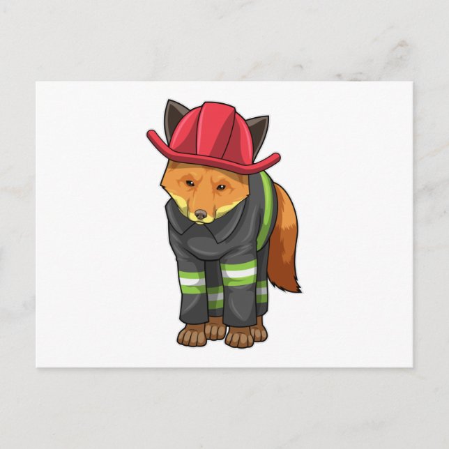 Postal Fox como bombero con casco (Anverso)