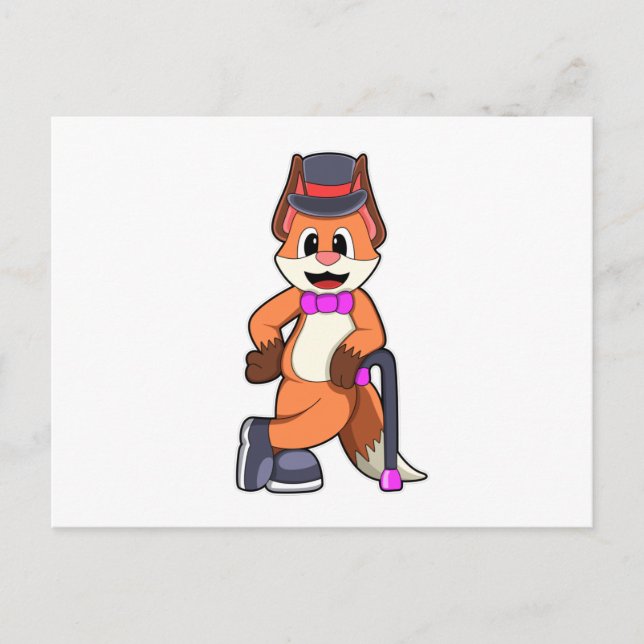 Postal Fox como Caballero con Gorra y Palo (Anverso)