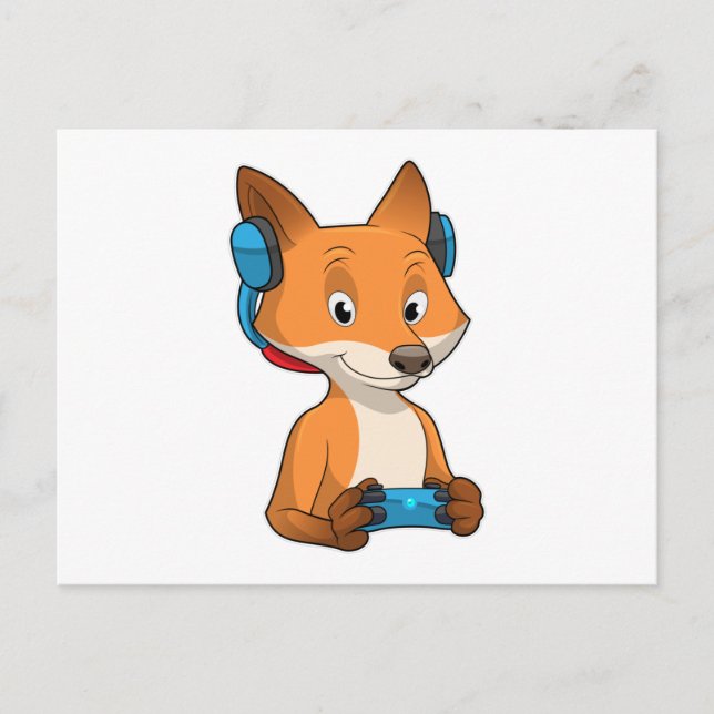 Postal Fox como Gamer con Joystick (Anverso)