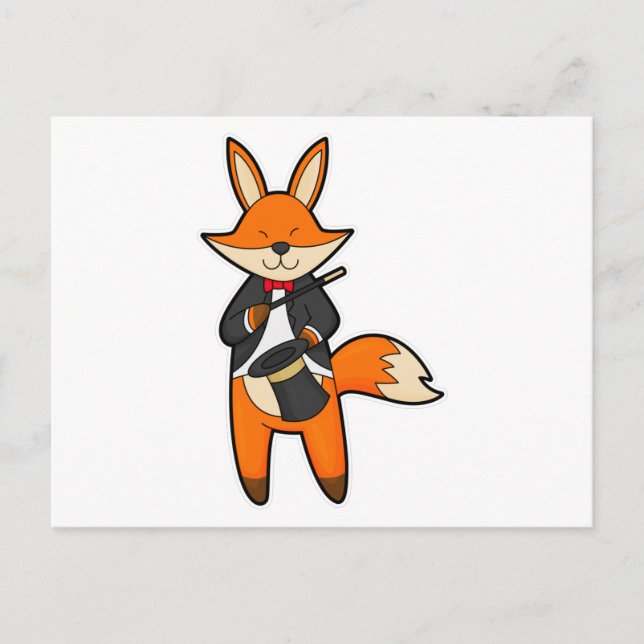 Postal Fox como mago con varita mágica y Gorra (Anverso)