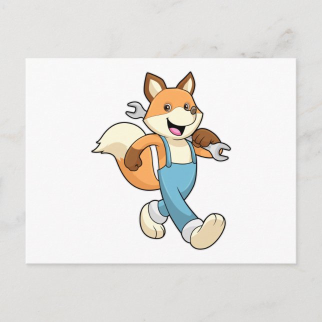 Postal Fox como mecánico con llave (Anverso)