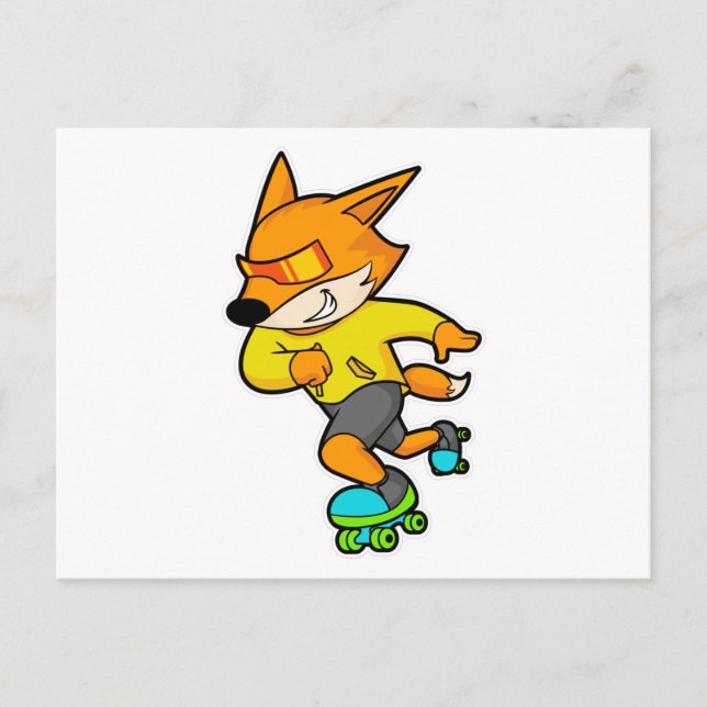Postal Fox como patinador con patines de rodillos (Anverso)