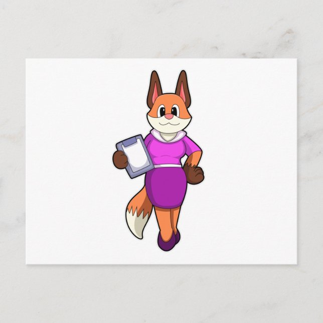 Postal Fox como secretario con Skirt (Anverso)