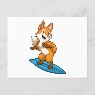 Postal Fox como surfista con Surfboard