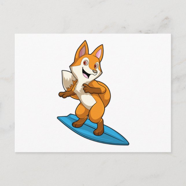 Postal Fox como surfista con Surfboard (Anverso)