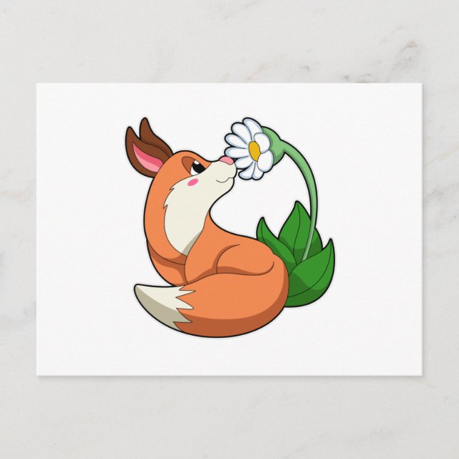 Postal Fox con flor blanca (Anverso)