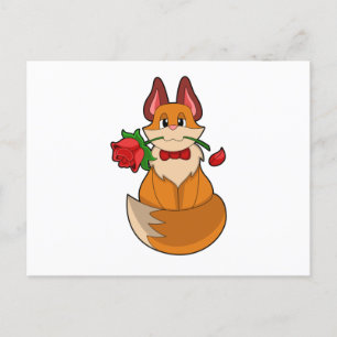 Postal Fox con flor Rosa