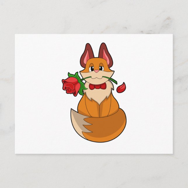 Postal Fox con flor Rosa (Anverso)