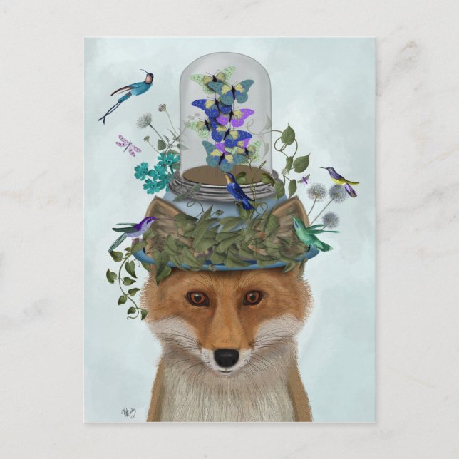 Postal Fox con mariposa Bell Jar (Anverso)