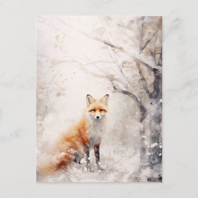 Postal Fox de nieve de invierno (Anverso)