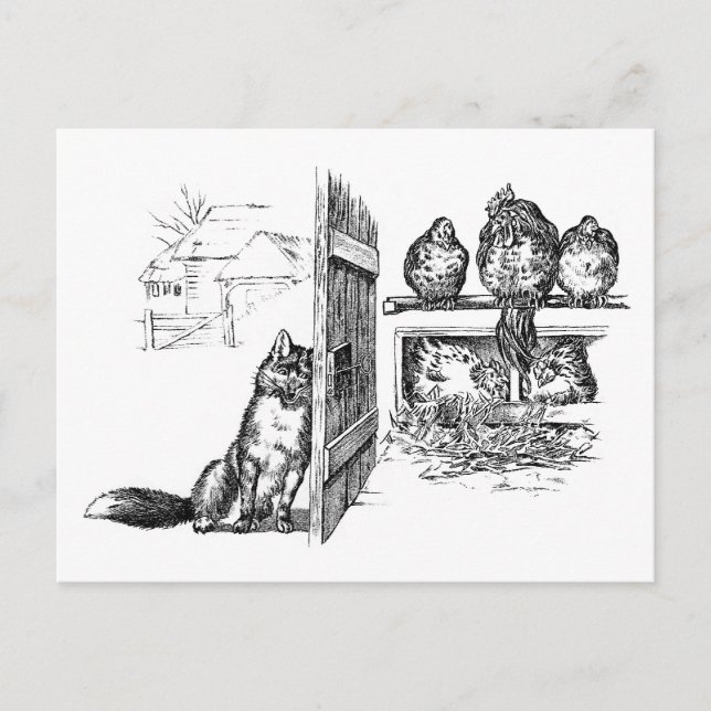 Postal Fox Eavesdrop on Chickens (Anverso)