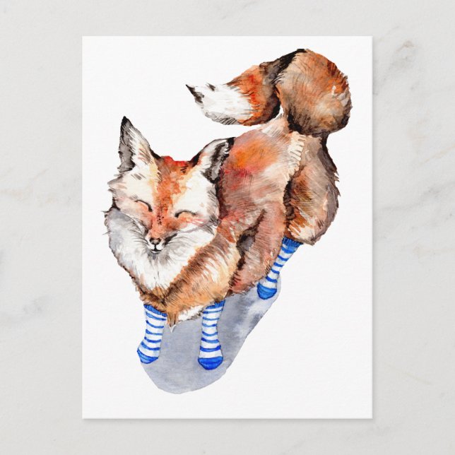 Postal Fox en calcetines (Anverso)