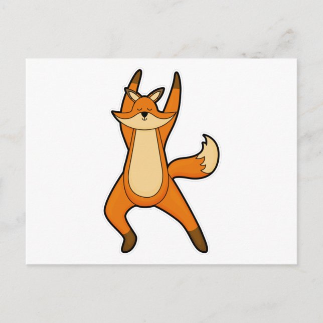 Postal Fox en ejercicio de Stretching de Yoga (Anverso)