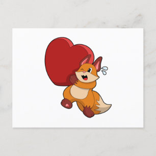 Postal Fox en el amor con el corazón