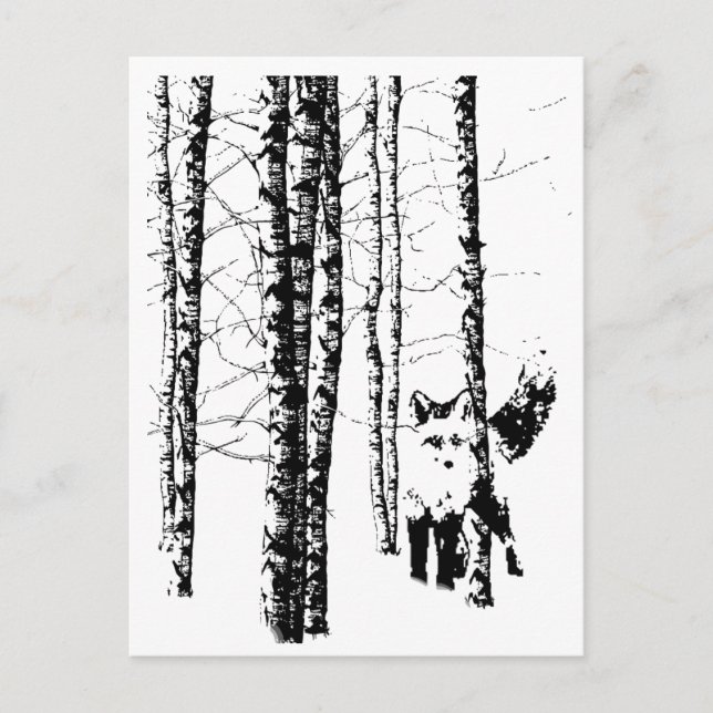 Postal Fox en el arte moderno de Birch Forest (Anverso)