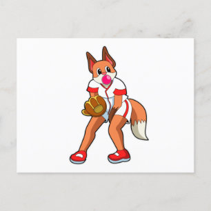 Postal Fox en el béisbol con guante de béisbol