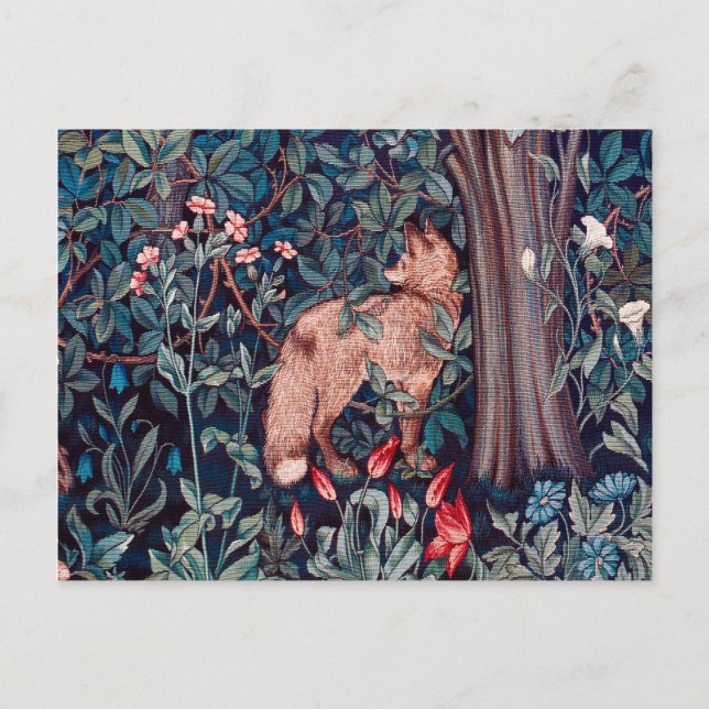 Postal Fox en el bosque, William Morris (Anverso)
