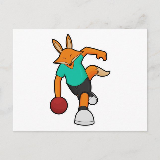 Postal Fox en el Bowling con bolas (Anverso)