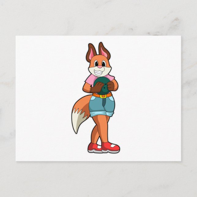 Postal Fox en el Bowling con bolas (Anverso)