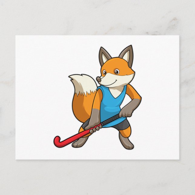 Postal Fox en hockey con bate de hockey (Anverso)