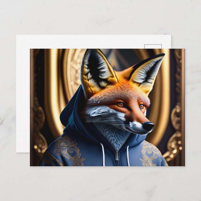 Postal Fox en la capucha, Postcross (Anverso / Reverso)