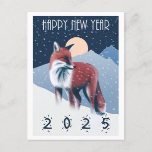 Postal Fox En La Nieve Feliz Año Nuevo 2025