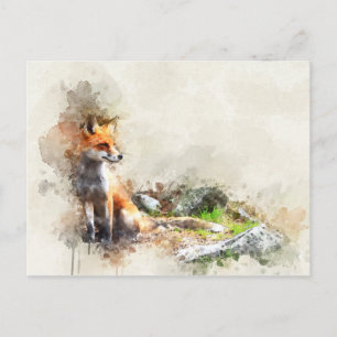 Postal Fox en la pintura salvaje