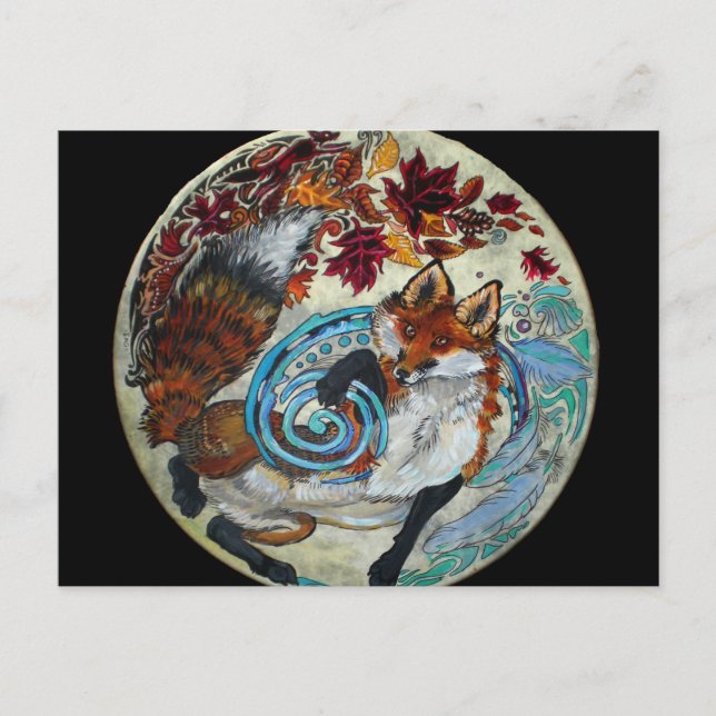 Postal Fox espiral de otoño (Anverso)