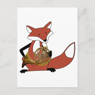 Postal Fox jugando al cuerno francés