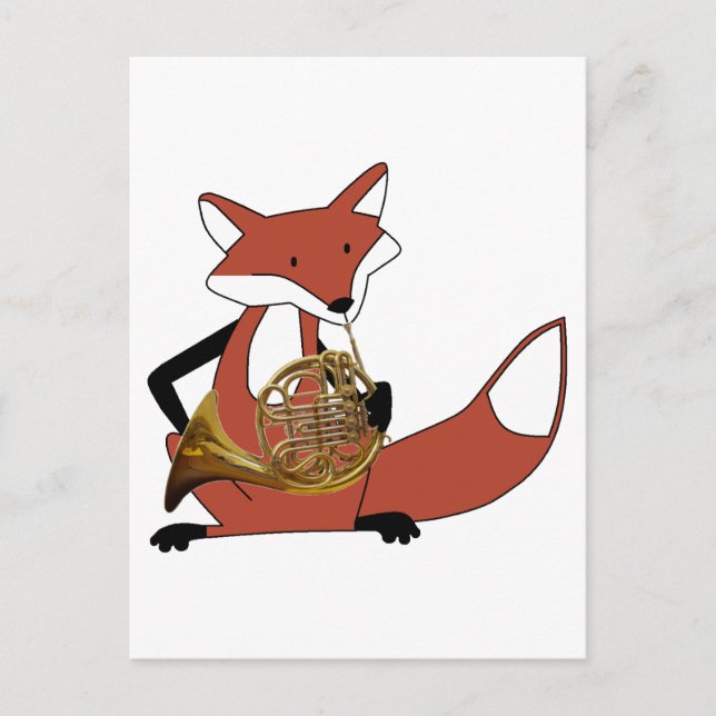 Postal Fox jugando al cuerno francés (Anverso)