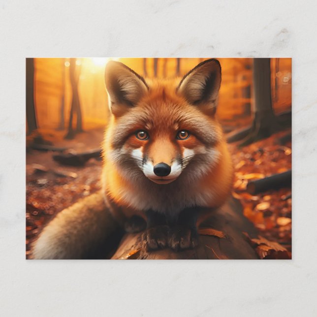 Postal Fox otoñal en el encanto estético y del bosque pur (Anverso)