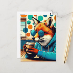 Postal Fox roja con café