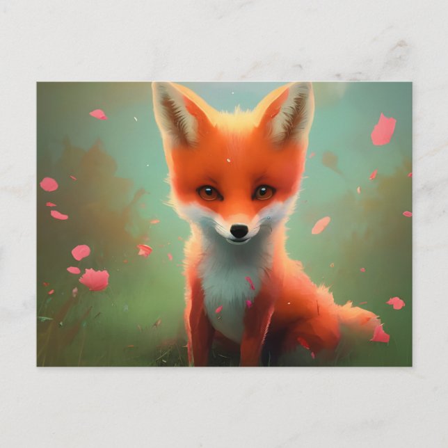 Postal Fox roja de bebé Adorable (Anverso)