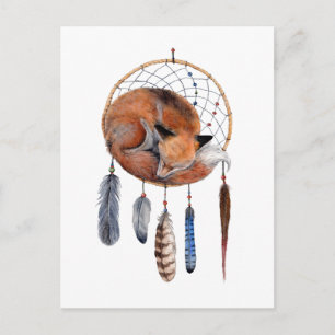 Postal Fox roja durmiendo en Dreamcatcher