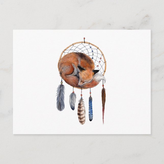 Postal Fox roja durmiendo en Dreamcatcher (Anverso)