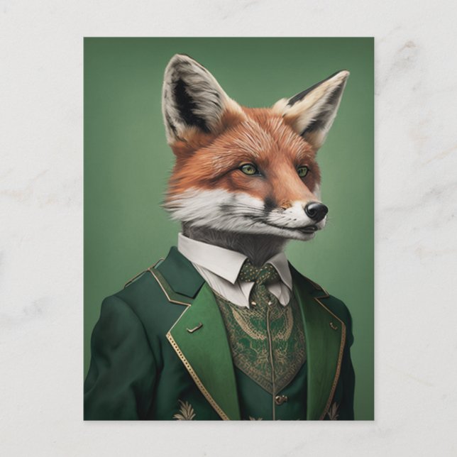 Postal Fox roja en un traje verde para el Día de San Patr (Anverso)