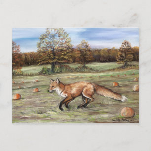 Postal Fox rojo en la pintura en colores pastel del arte
